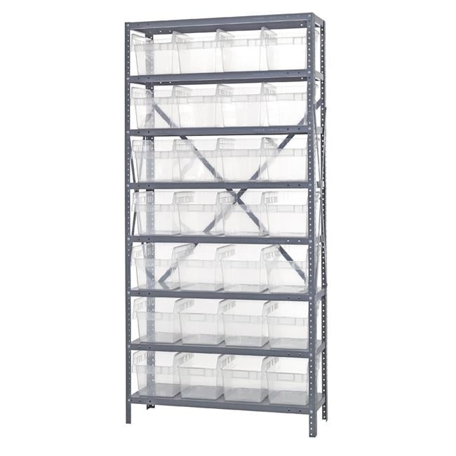 8 Shelf Open Unit With 28 Bins Clear