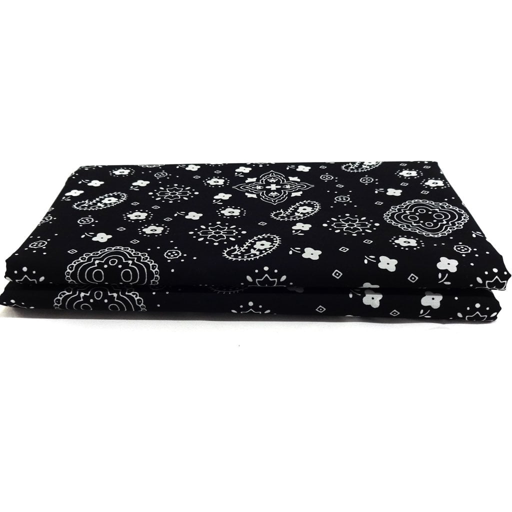 Shason Textile Craft Project Poly Cotton Print Bandana, Black