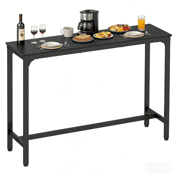 Dkelincs 55" Long Bar Table, Bar Height Pub Table Narrow High Bar Table with Sturdy Legs Counter Height Console Table for Bar Pub Kitchen Dining Room, Black