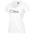 thumbnail image 2 of Women's  White Ohio Bobcats Script Logo Comfort Wash V-Neck T-Shirt, 2 of 3