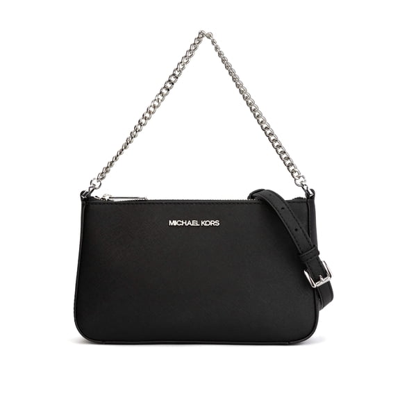 Michael Kors Jet Set Medium Saffiano Leather Pouchette Crossbody Bag Black