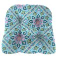 thumbnail image 4 of Jordan Manufacturing 18" x 18" Medlo Island Teal Medallion Square Tufted Outdoor Wicker Seat Cushion with Rounded Back Corners (2 Pack), 4 of 13