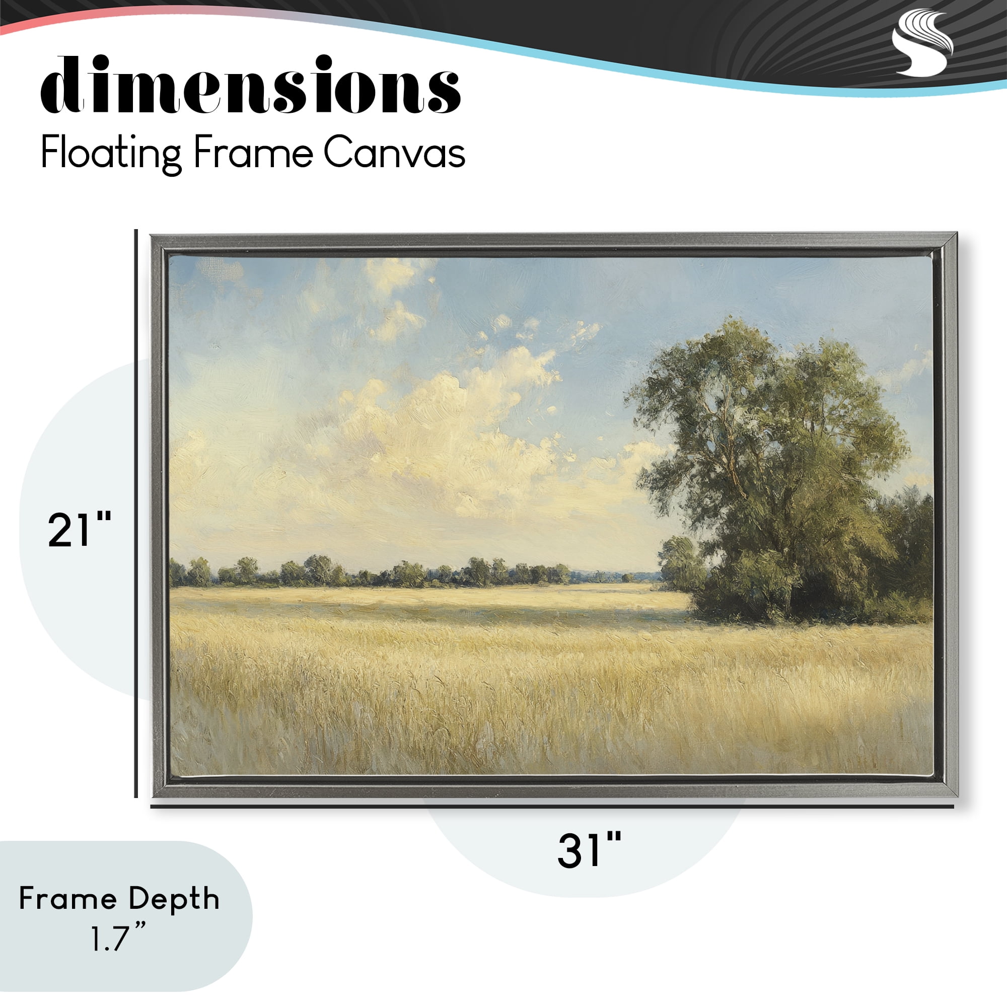 Stupell Industries Serene Wheat Field at Noon Gray Framed Floater Canvas Wall Art, design by Petal Prints Design
