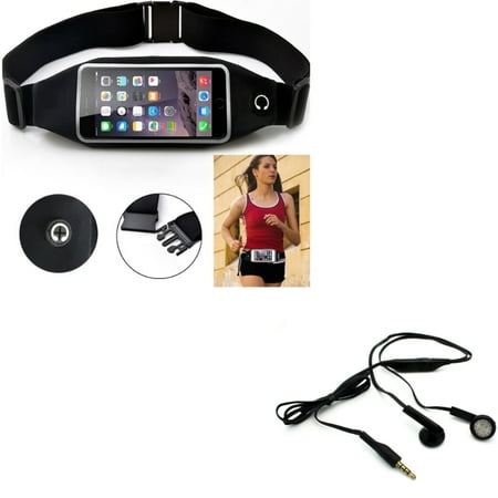 Headphones Wired Earphones w Belt Band Running Waist Bag G6Q for Alcatel Dawn - iPhone 6S 6 - LG Tribute 2 - Samsung Galaxy Avant Amp 2 (Best Chess App For Iphone 6)
