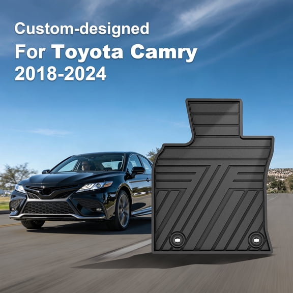 Custom Fit Floor Mats for Toyota Camry 2018-2024 All Weather Waterproof Heavy Duty Anti-Slip 1st/2nd Row Black Car Mats