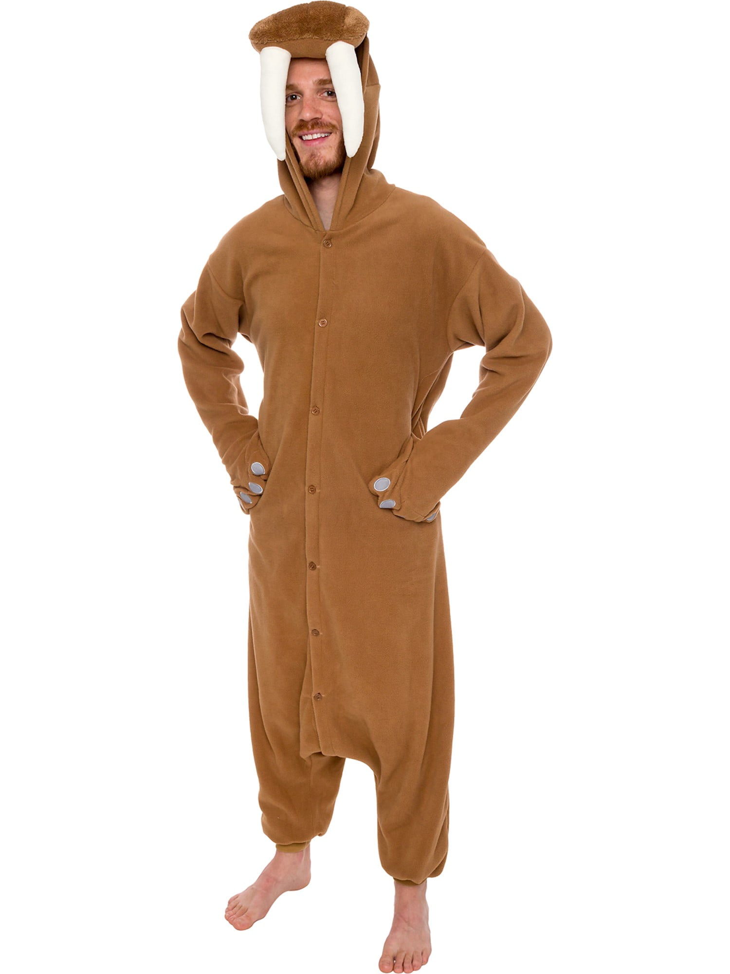 Unisex Adult Animal Pajamas Plush One Piece Halloween Walrus Animal Costume Silver Lilly
