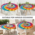 thumbnail image 7 of Colorful Rainbow Tie Dye Spiral Pattern Round Fitted Tablecloth with Elastic Edge,Dining Table Cover Waterproof,Outdoor Round Tablecloth for Camping,Dining,Indoor and Outdoor, 7 of 7
