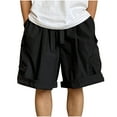 thumbnail image 2 of Hrsba Men's Casual Shorts,Solid Color Linen Drawstring Knee Length Summer Daily Wear Shorts, 2 of 5