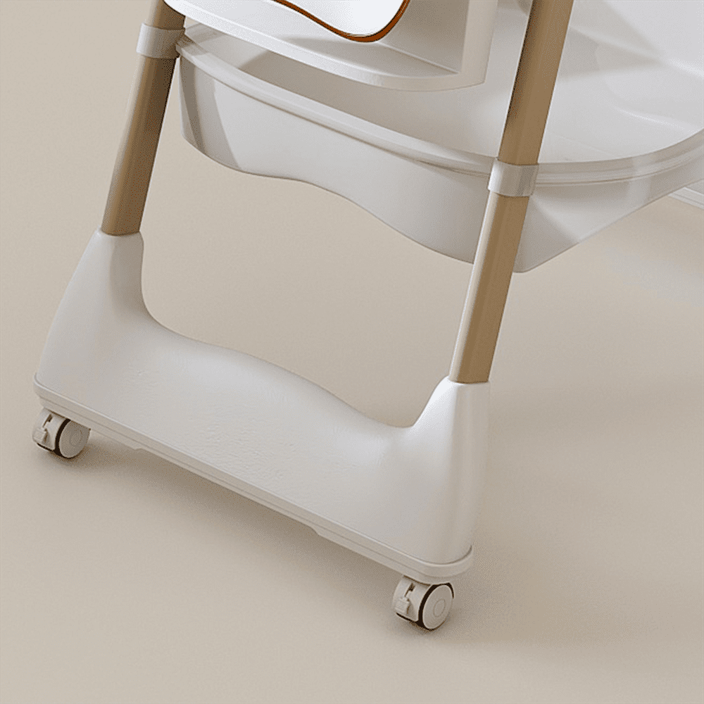 WARMMUSE Baby High Chair, Foldable Baby High Chairs with 5-Level Height & Recline, BPA-Free Tray & Safety Harness, PU Cushion & Removable Tray, White