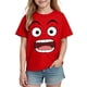 thumbnail image 5 of Blusas y camisas de manga corta con cuello redondo para niños y niñas, color liso, con estampado de expresión linda, manga corta, holgadas y cómodas, blusa para niña, 5 of 6