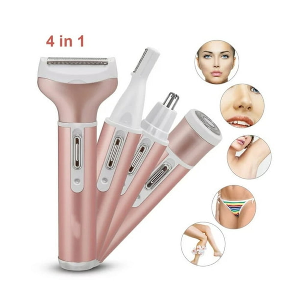 Torubia Hair Remover for Women,Painless 4 in 1 Electric Shaver USB Rechargeable,Eyebrow Nose Trimmer,Body Waterproof Bikini Facial Hair Removal for Women /Girls(Rose Gold)Christmas Gifts