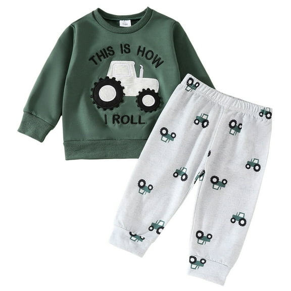 HCNTES Toddler Baby Boy Fall Winter Clothes Long Sleeve Letter Print T-Shirt with Elastic Waist Shorts Set winter Outfit baby boy photography outfits(Green,18-24 Months)