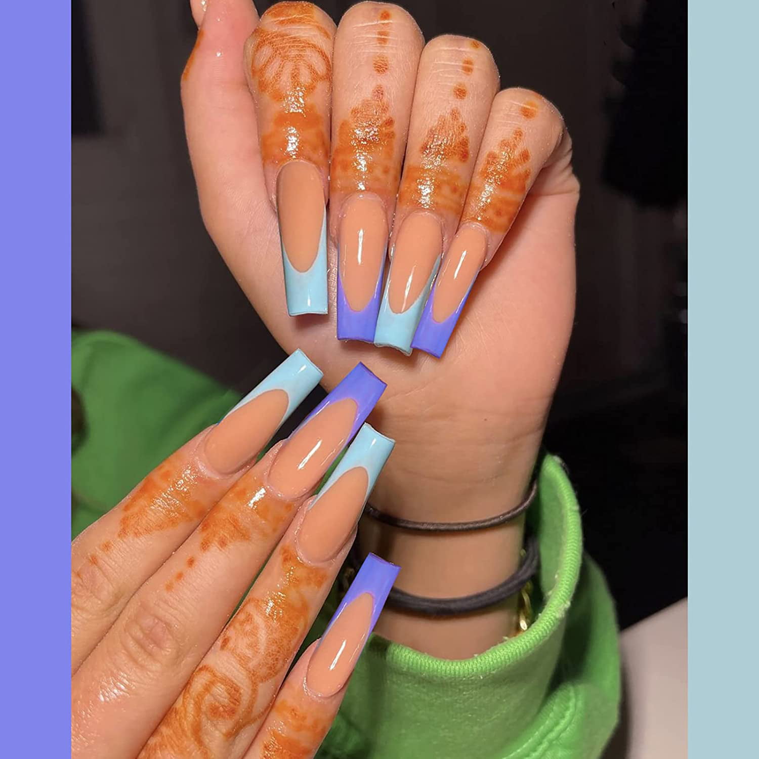 24Pcs Fake Nails French Nails With Ombre Blue Color, Press On Nails Long  Coffin French Tip, Aesthetic Acrylic False Nails For  Women/Daily/Party(French Blue) - Walmart.Com