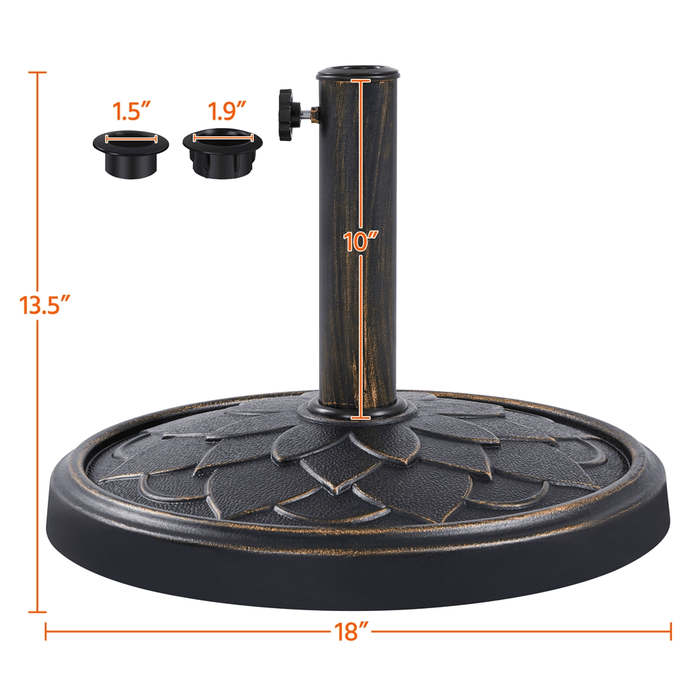 Renwick 18" Umbrella Base Stand with Flower Petal Pattern, Bronze