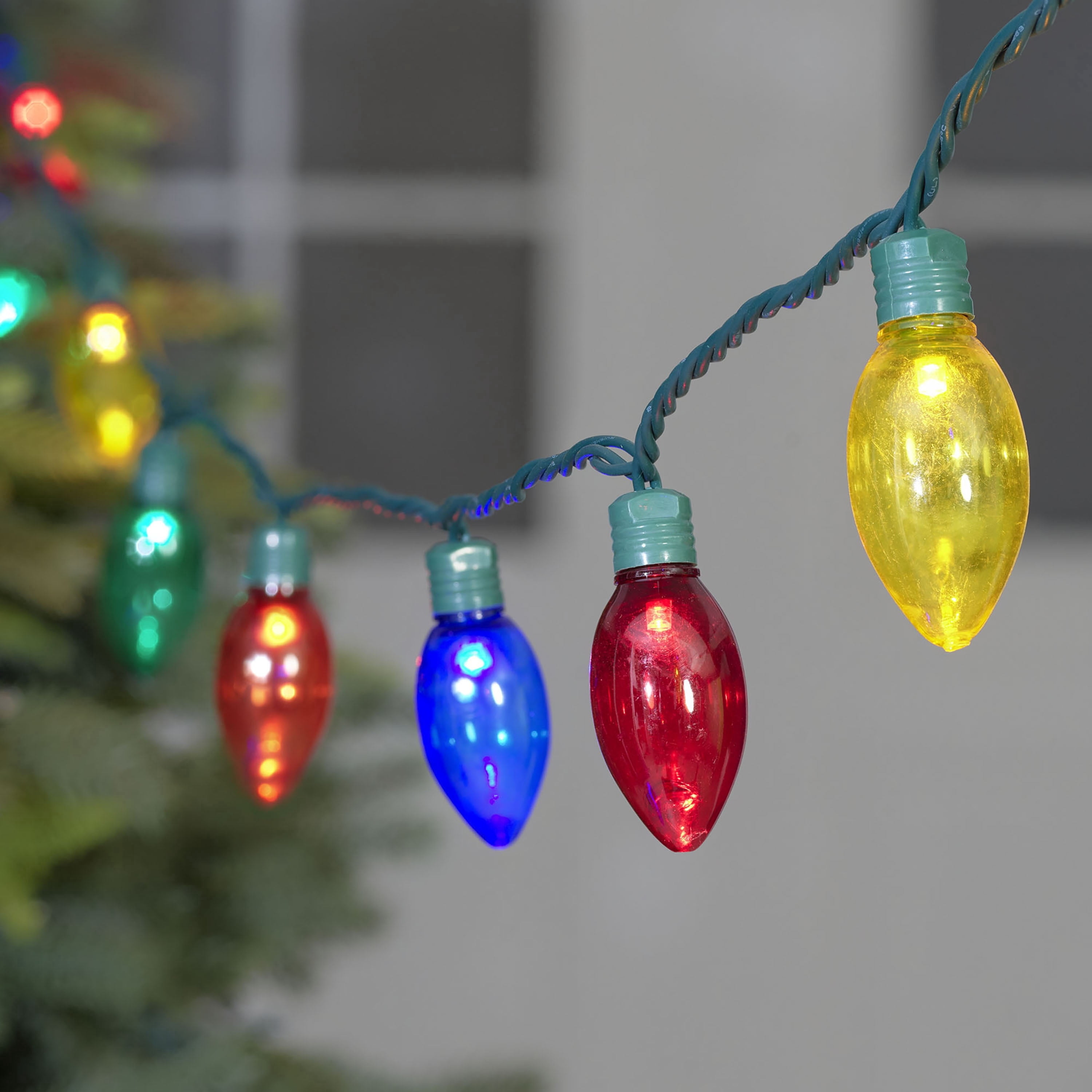 Indoor/Outdoor 100-Count LED Smooth C9 Christmas String Lights, Multicolor, Green Wire, 57', by Holiday Time