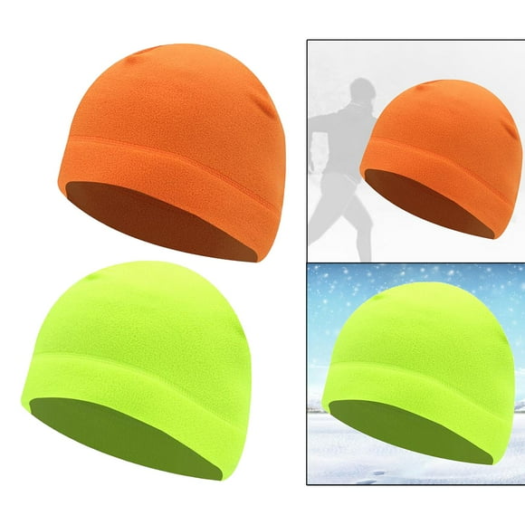 BELOVING 2pcs Men Women Winter Beanie Caps Hats Headwear Caps for Outdoor, Skiing, Green Orange