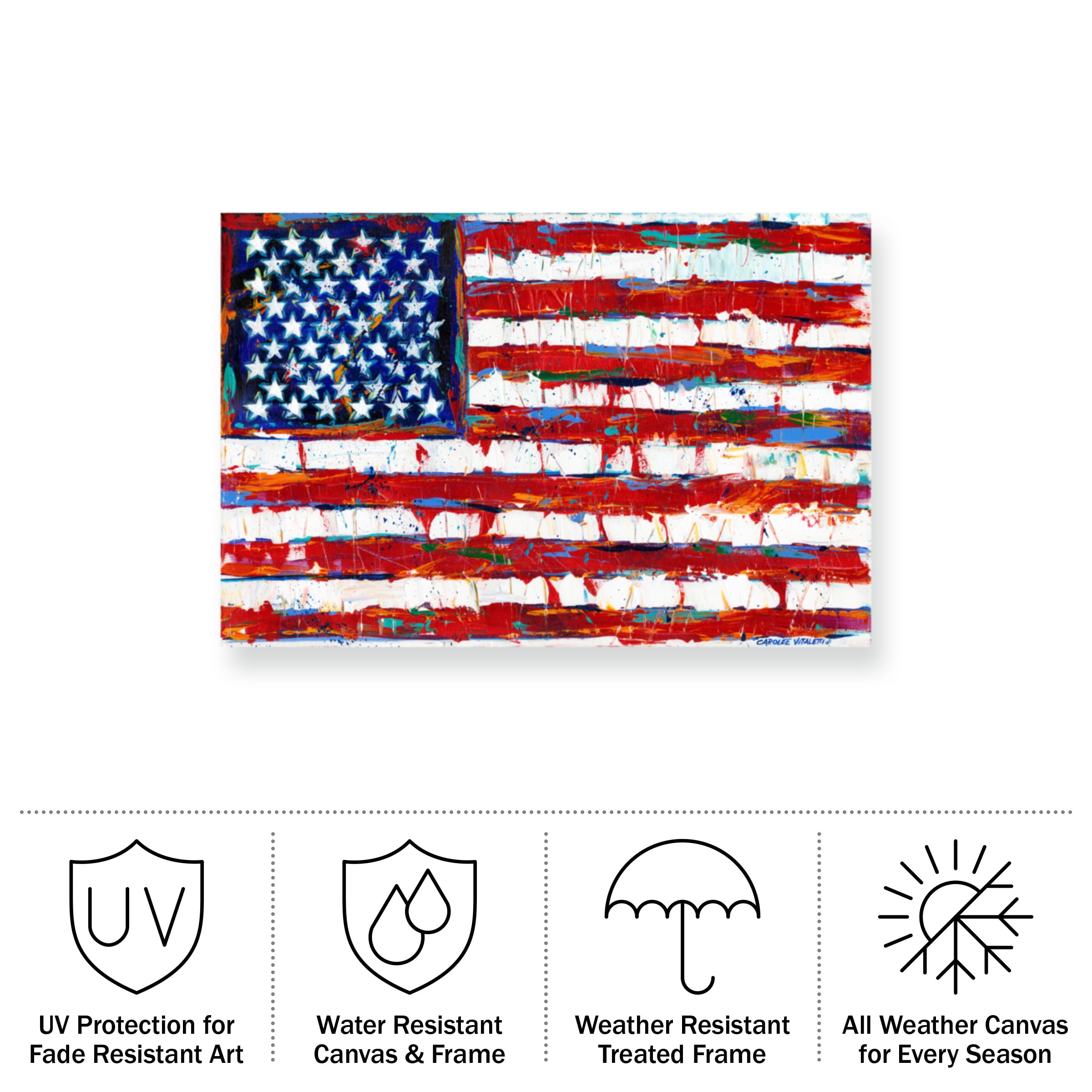 Carolee Vitaletti 'Dramatic Stars And Stripes' Outdoor Canvas 22x24