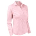 Doublju Women's Long Sleeve Slim Fit Button Down Dress Shirt (Plus Size