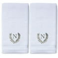 thumbnail image 2 of Monogrammed Hand Towels for Bathroom Kitchen Makeup | Personalized Gift for Wedding-Bridal | Roman Font Custom Luxury Turkish Towel | Spa Collection, Oversized, 16 X 30 Inch, Set of 2, 2 of 3