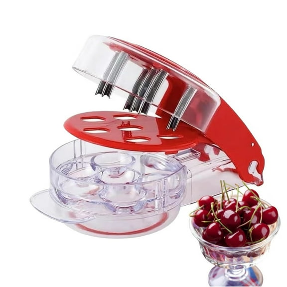 Cherry Pitter Tool PitRemover,Cherries Seed Remover 6 AtTime,Olive Pitter Tool,Cherry Pit Remover Toolfor Kitchen,Cake Shop,Fruit Salad (Red)