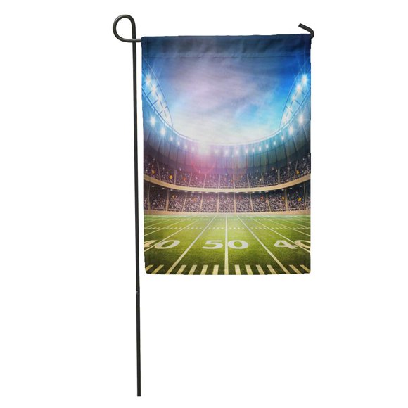 POGLIP Green Field Light of American Stadium Game Rugby Sport Goal Garden Flag Decorative Flag House Banner 12x18 inch