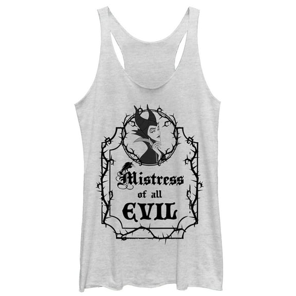 Women's Sleeping Beauty Evil Maleficent  Racerback Tank Top White Heather Large
