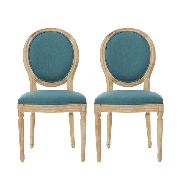 Phinnaeus French Country Fabric Dining, Deep Teal Dining Chairs