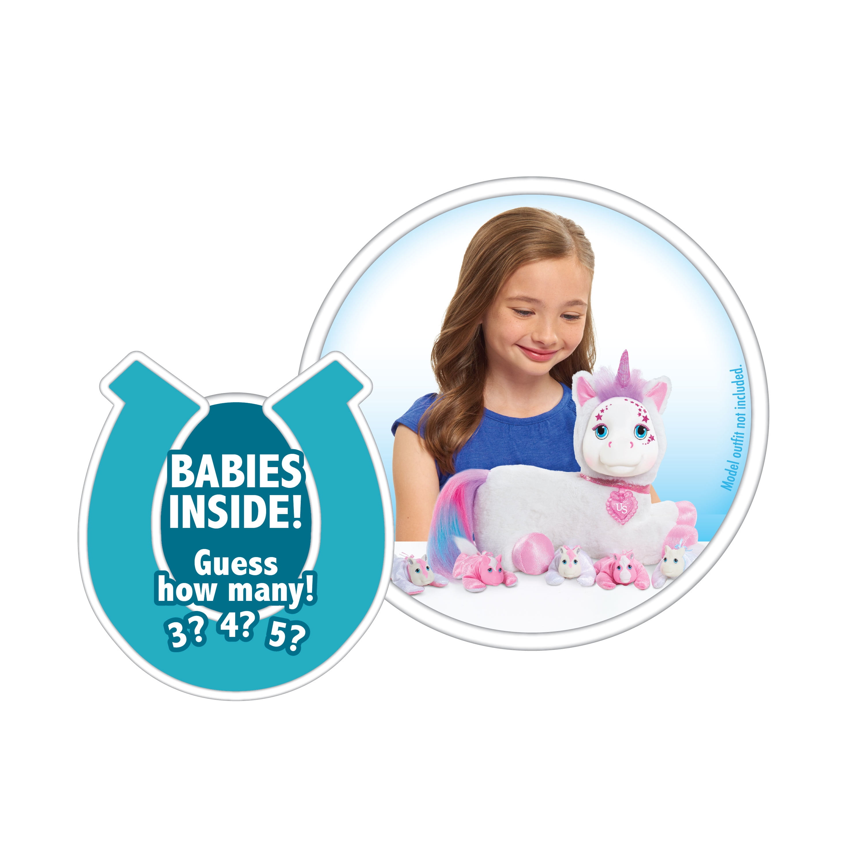 Stuffed Animal Unicorn and Babies Toys for Kids, Unicorn Surprise Aria White 