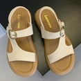 thumbnail image 5 of Sandals Womens Oofos Slippers Women's Fashion Casual Spring And Summer Outer Wear Solid Color Round Toe Open Toe One-Line Buckle Soft Bottom Flat Sandals Beige, 5 of 7