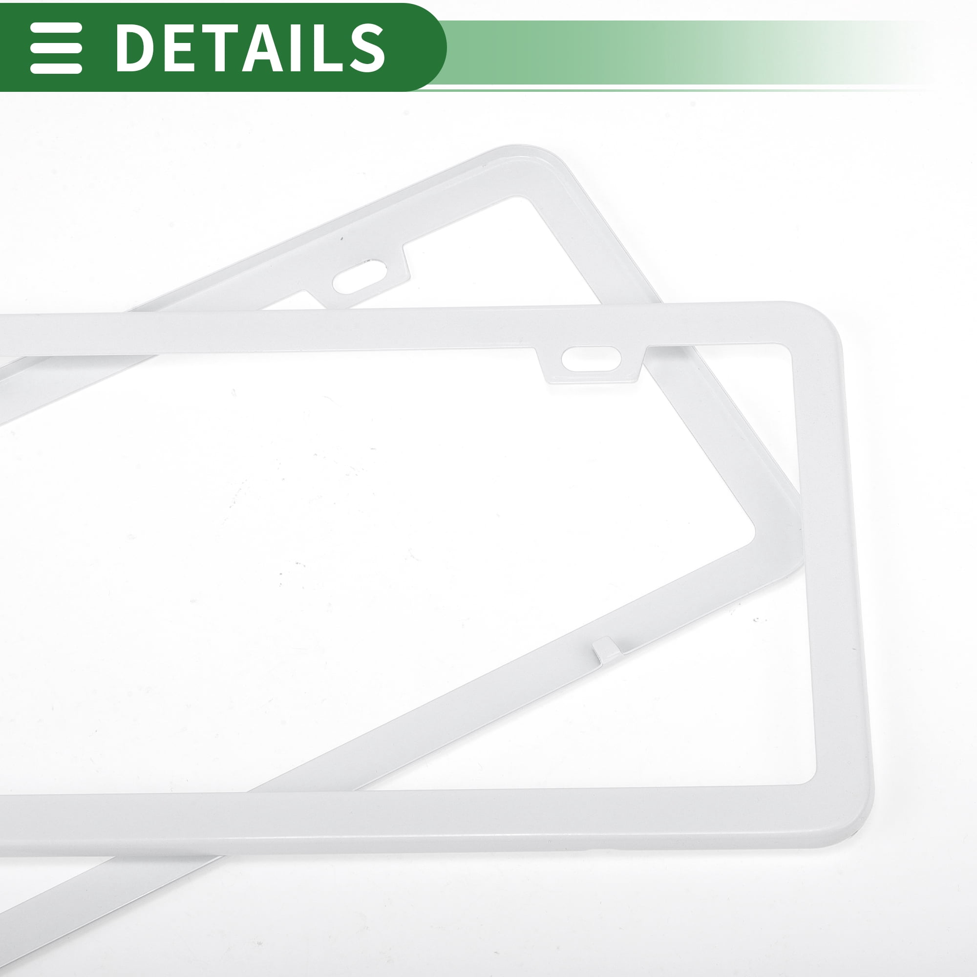 Unique Bargains 1Set Stainless Car License Plate Holder With Screws 2 Hole White