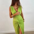 thumbnail image 2 of Gibobby Vestido de noche mujer Vestido largo con abertura y escote en V sexy sin espalda a la moda para mujer con piernas.(Verde,G), 2 of 5