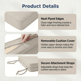 thumbnail image 4 of 24 x 24 in Outdoor Olefin Patio Cushion Set with Back Pillows, 6 in Thick, Water-Resistant, Set of 3, Beige, 4 of 8