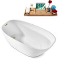 thumbnail image 3 of 63" Streamline N1781BBR Soaking Freestanding Tub and Tray With Internal Drain in Brushed Brass, 3 of 7