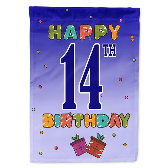 Carolines Treasures CJ1105GF Happy 14th Birthday Flag Garden Size  Small multicolor