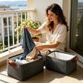 thumbnail image 6 of Storage Bin with Handles,Easy Clean Rectangular Fabric Organizer Basket for Bedroom Shelves 14.2x10.24x6.30 Inch,Dark Gray, 6 of 9