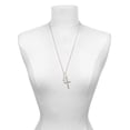 thumbnail image 3 of Delight Jewelry Silvertone Small Ankh Be Strong and Courageous Engraved Cross Zoey Necklace, 28", 3 of 4