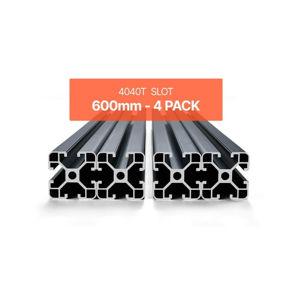 VEVOR 4PCS 23.6 in (600 mm) T Slot 4040 Aluminum Extrusion Profile, European Standard Anodized Linear Rail, High-Strength Extruded Aluminum Rail for 3D Printer,CNC Machine DIY, Laser Engraving,Black