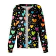 thumbnail image 3 of Valentine's Day Scrub Jackets for Women Long Sleeve Button Down Nursing Uniform Cute Print Medical Workwear Jacket with Pockets 2026 Black 2XL, 3 of 4
