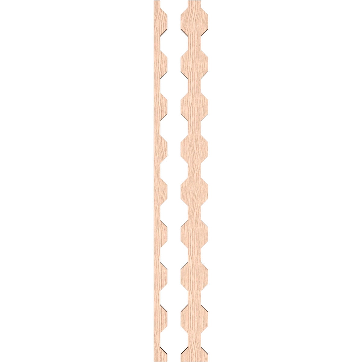 Ekena Millwork 47"H x 3/8"T Pontiac Adjustable Wood Decorative Slat Wall Panel Kit, Red Oak (contains 16 Slats + 1 Straight Edge Starter Slat)
