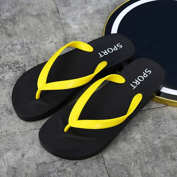 Flip Flops For Men Summer Shower Sandals Beach Bathroom Toe Post Slides Casual Outdoor Pool Vacation Lightweight Daily Comfort Footwear Easy Poolside Leisure Yellow 8
