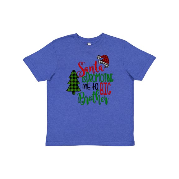 Inktastic Santa is Promoting Me to Big Brother Green Plaid Tree Youth T-Shirt