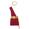 thumbnail image 3 of Linjinx Men's 2Pcs Festival Ancient Greek God Toga Outfit and Headwear Set for Toga Party Burgundy L, 3 of 6
