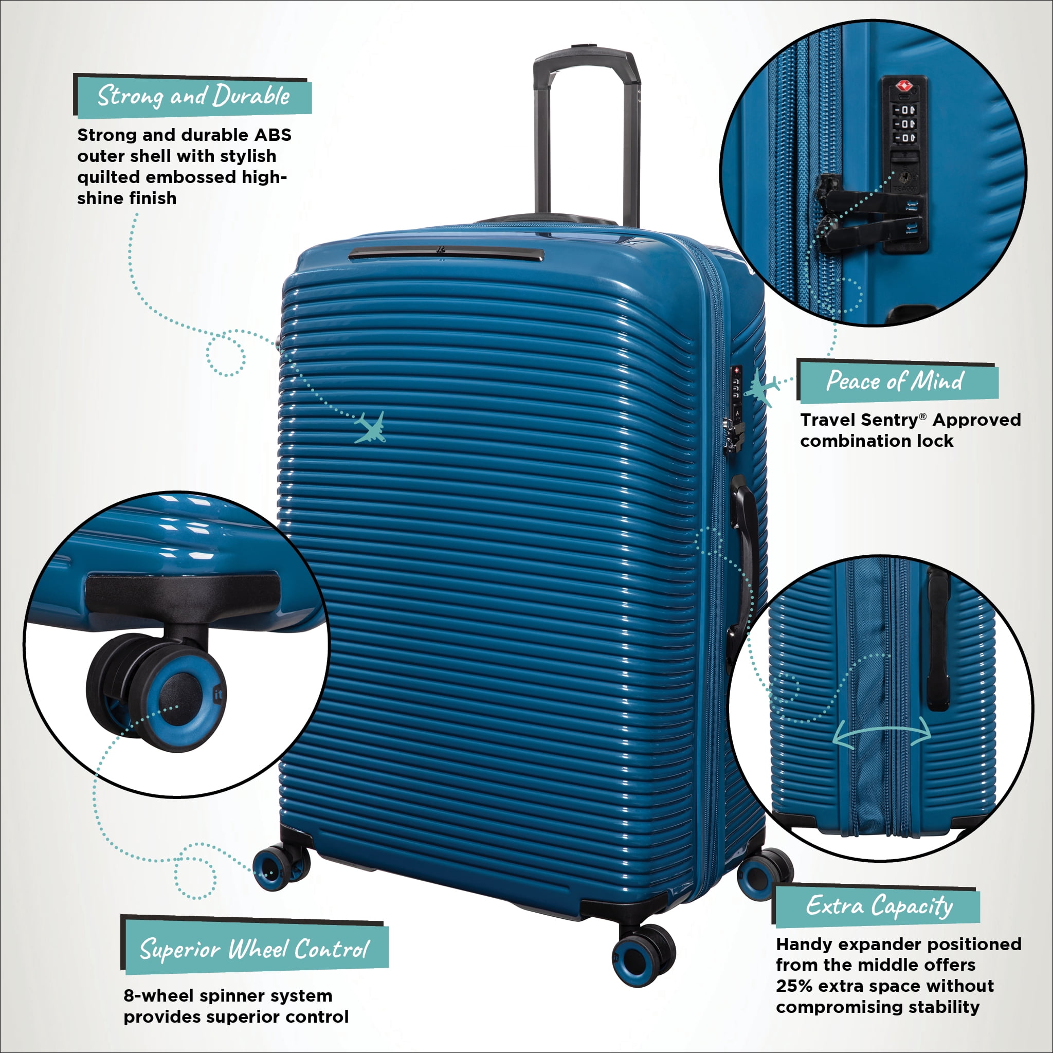 it luggage Traversed 28" Hardside Checked 8 Wheel Expandable Luggage Suitcase Spinner, Deep Dive