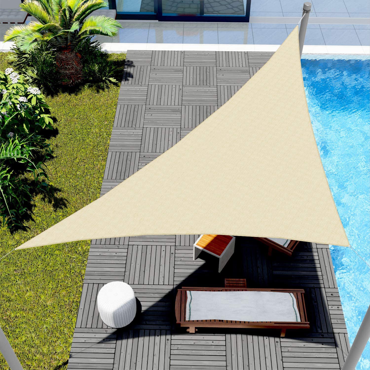 14*14*14ft Triangle Sun Shade Sail Canopy UV Block For Outdoor&Activities US 