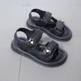 thumbnail image 2 of Sandalias informales simples de verano para niñas, decoraciones florales, zapatos de playa con punta abierta, zapatillas, calzado plano versátil, calzado para niños, 2 of 5