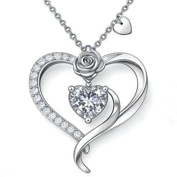 Love Pendant Necklaces for Women With Birthstone Zirconia