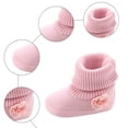 thumbnail image 4 of Dakaela 0-18M Baby Booties Newborn Infant Knit Sock Shoes Toddler Boys Girls Winter Warm Unisex First Walkers Ankle Crib Slippers Pink, 4 of 5
