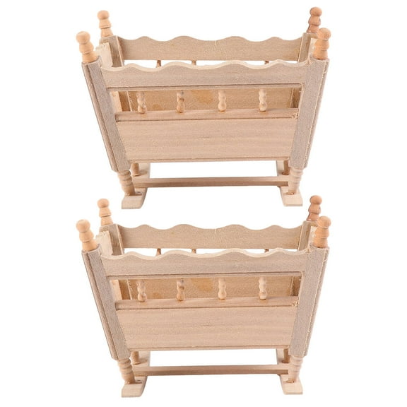 MLINS Miniature Cradle Model Beige Plastic for Doll House Decoration Perfect ParentChild Activity 2pcs