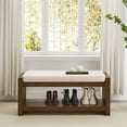 thumbnail image 2 of Updated 40" Accent Bench with Lower Shelf Shoe Rack, Padded Seating Bench for Living Room, Modern Compact Bed End Bench with Storage for Bedroom Seating, Removable Cushion, 40"W-Ivory, 2 of 7