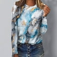 thumbnail image 2 of Pompotops Femmes Dames Col Rond Hauts Amples Décontractés T-Shirts Imprimés Blouse à Manches Longues en Solde, 2 of 5